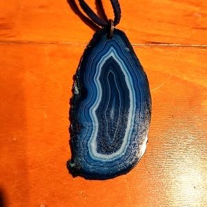 Blue Agate Geode slice necklace